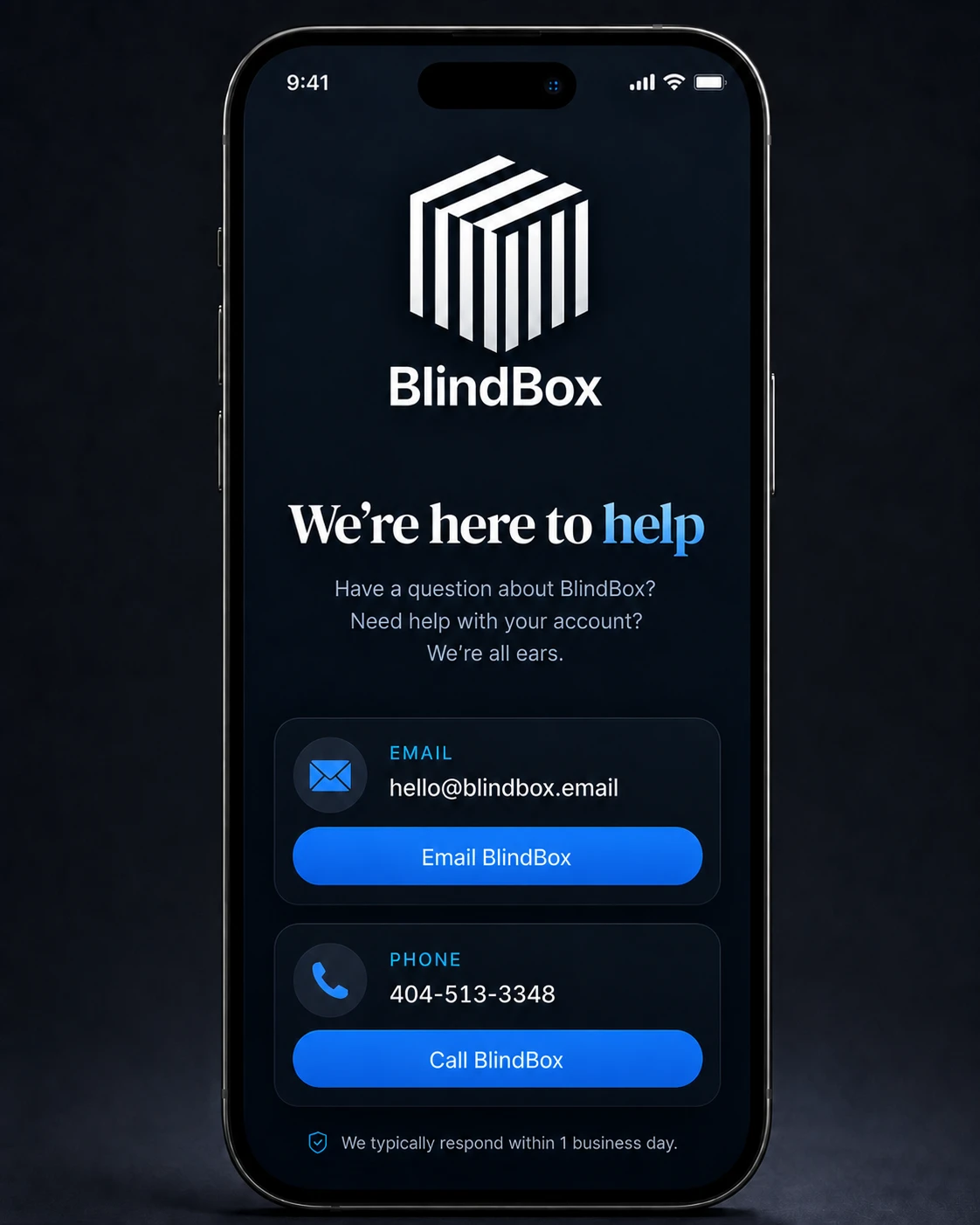 The BlindBox support team is dedicated to providing accessible, responsive help for all our users.