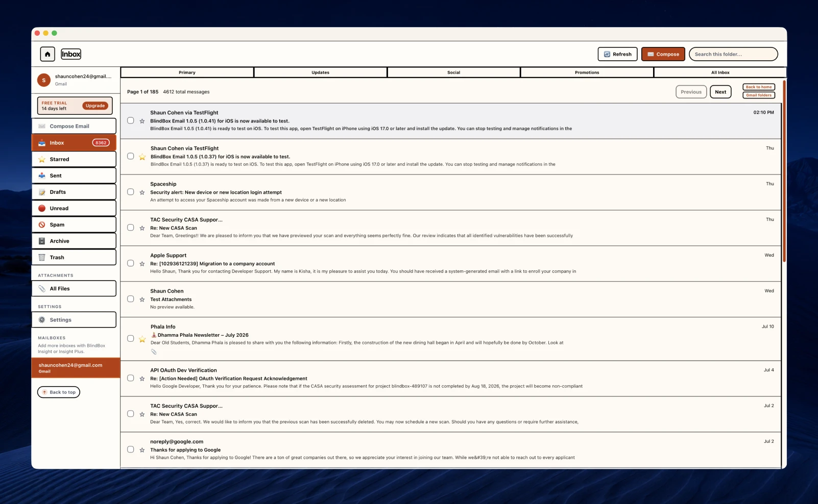 BlindBox in a high-contrast presentation with strong focus and status cues.